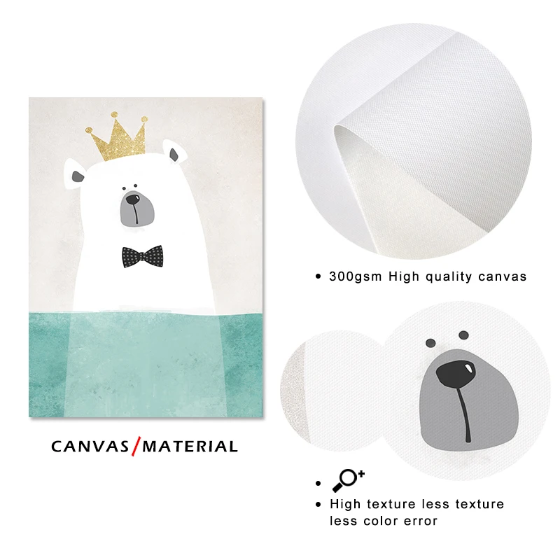 

Cartoon polar bear Hippo Animal posters prints canvas paintings wall art for living room decor for bedroom aesthetic Artwork
