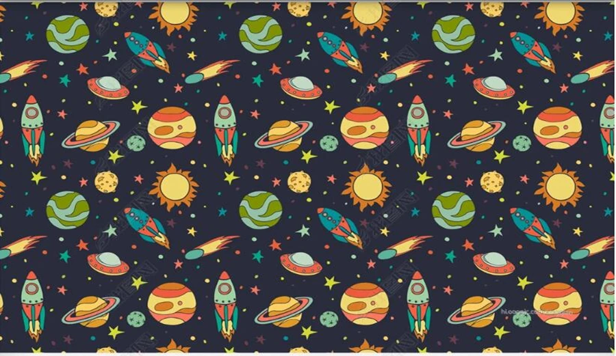 Papel de parede Фэнтези мультфильм космический планета корабль 3d обои роспись спальни