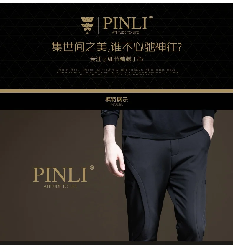 Jogger Специальное предложение полиэстер Pinli осень новые мужские Украшенные тело плюш и утолщенные спортивные штаны для отдыха B193417243