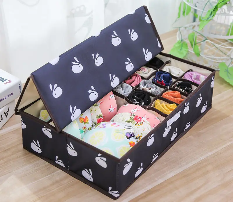 Rabbit B washable Шкаф Ящики-органайзеры для нижнего белья тканевый коллекционный Органайзер Hosehold ящик для хранения носков портативный складной шкаф аккуратный Чехол - Цвет: Rabbit B washable