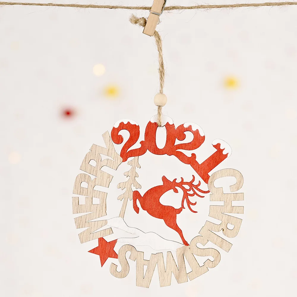 

2021 Merry Christmas Wooden Hanging Ornaments Christmas Tree Wall Hanging Ornaments Creative Door Hanging Decorations