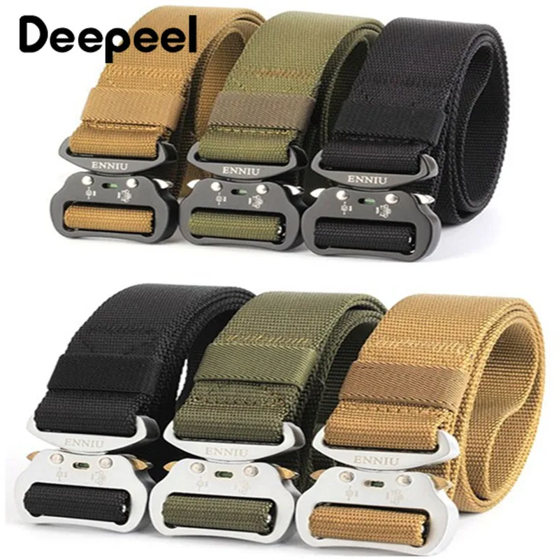 

Deepeel 1pc 3.8X125cm High-quality Aluminum Alloy Release Buckle Tactical Belt Nylon Webbing Outdoor Training Belts for Men