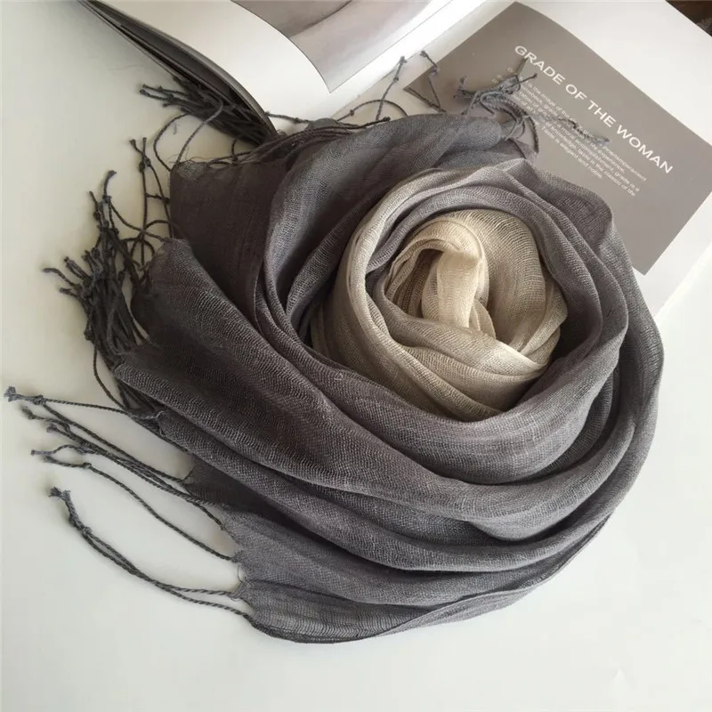 

2019 scarf female summer autumn all-match Gradient color scarf long design air conditioning cape flax scarves shawl 55*180cm