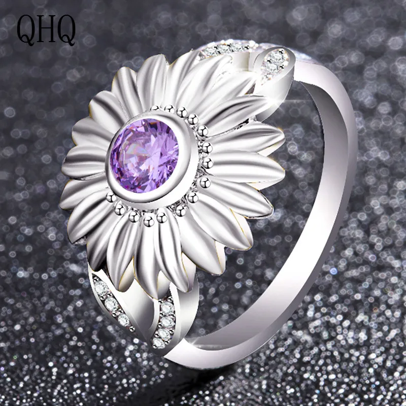 QHQ flower zirconia finger ring jewelry accessories wedding rings diamond pearl natural stone crystal gifts jewellery bohemia | Украшения и