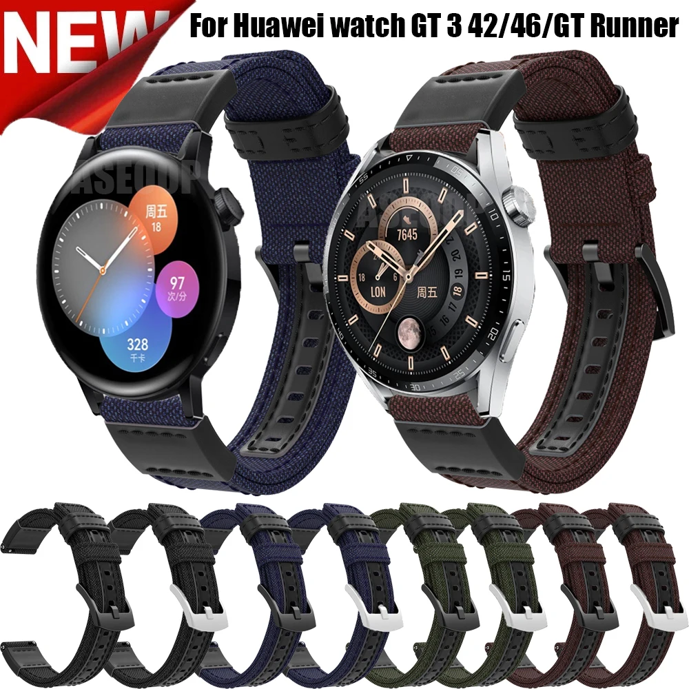 

Ремешок холщовый для Huawei Watch GT Runner/GT 2E/GT 3 42 46/GT2 Pro/Honor ES, сменный спортивный браслет для наручных часов, 20 22 мм