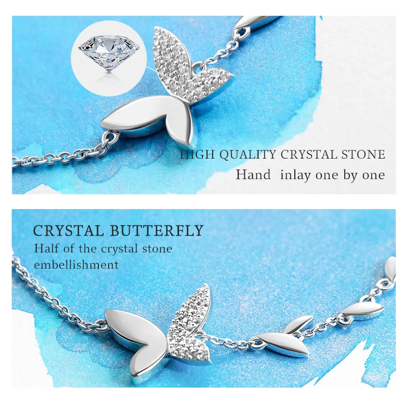 

Thaya Women Bracelet Thin Chain Butterfly Hand Pave Crystal 19cm Line For Women Jewelry Charms Fashion Jewelry Gift