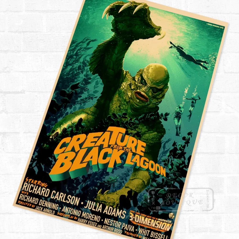 Существо из Черная Лагуна фильма ужасов Винтаж плакат в стиле ретро крафт бумаги