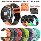 Ремешок для часов 2622 мм, силиконовый ремешок для Garmin Fenix 6 6X Pro 5 5X Plus 3HR 935 945, быстросъемный браслет