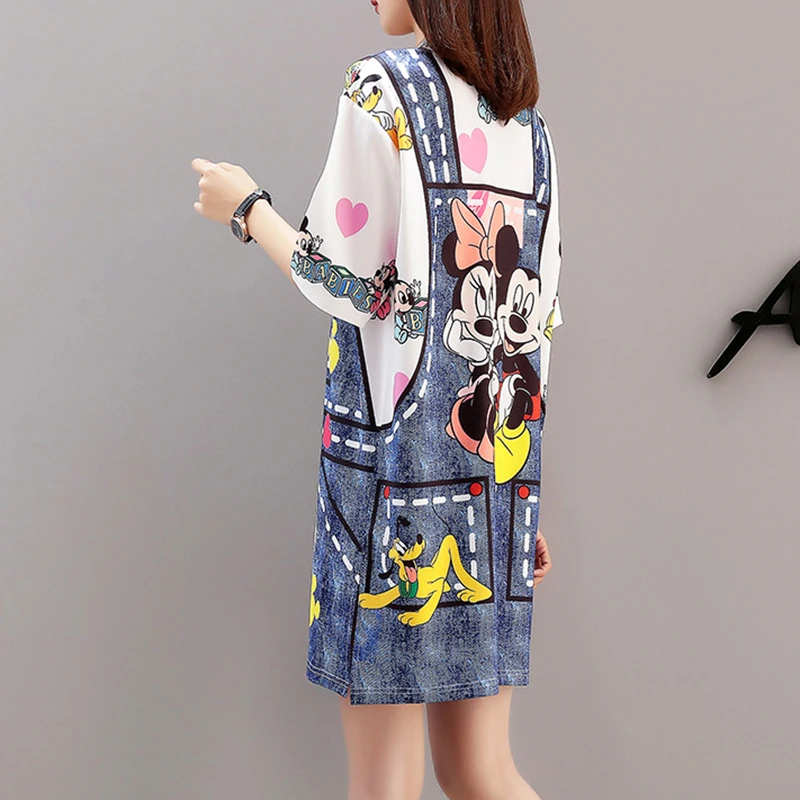 Футболка женская с принтом Микки Мауса размера плюс на бретелях в Корейском