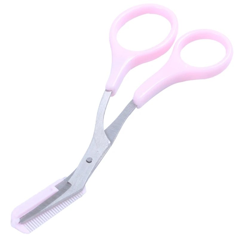 Косметический инструмент для бровей Shaping Cut Scissors w гребень розовый серебряный тон