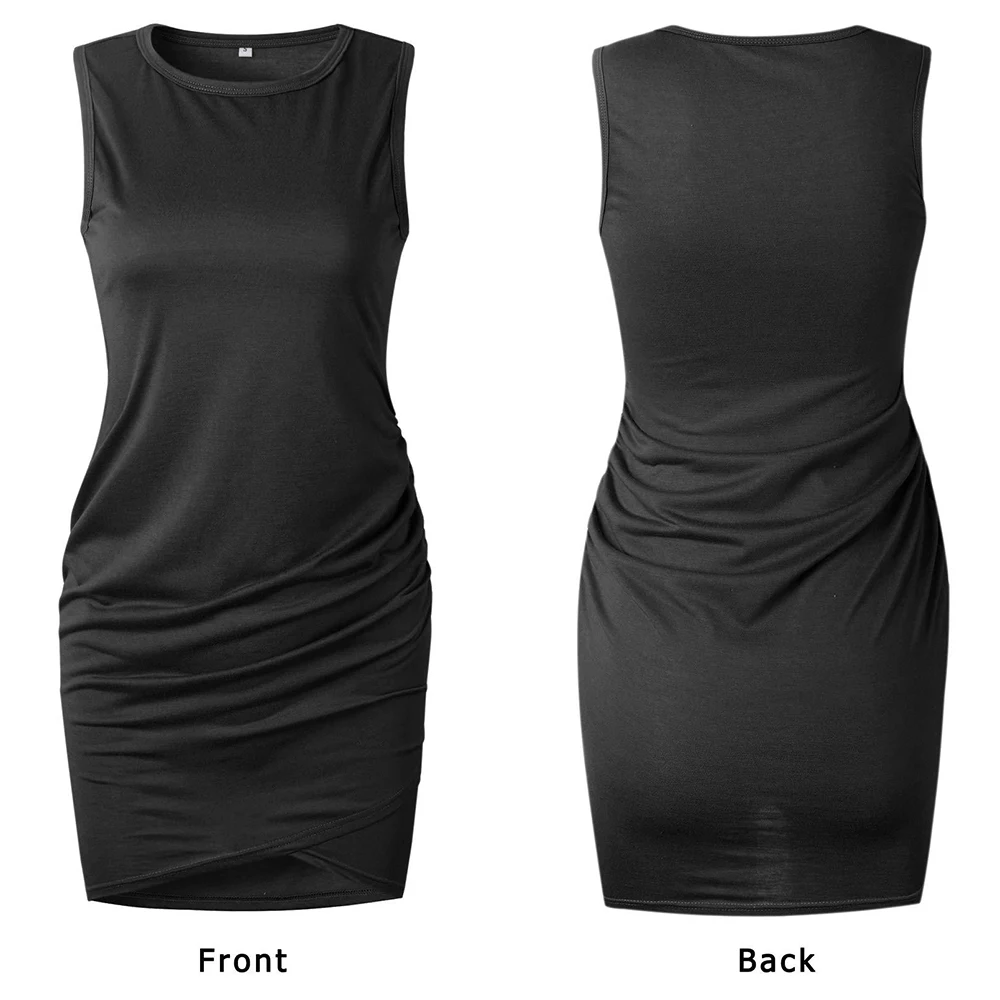 

O Neck Sleeveless Bodycon Mini Dress Basic Women Summer Black Backless Party Sexy Black Clubwear 2021 Dresses