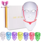 Фотонная электрическая светодиодная маска для лица и шеи Beauty Star, 7 цветов, EMS микротоковое удаление морщин, акне, омоложение кожи, светодиодная маска для лица