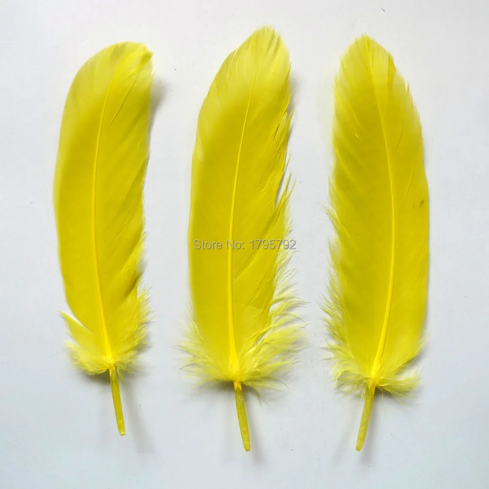 Wholesale Hard Pole 1000Pcs Yellow Goose Feathers For DIY Crafts Swan Plumes 12-18cm Jewelry Wedding Home Accessories Decoration - купить по
