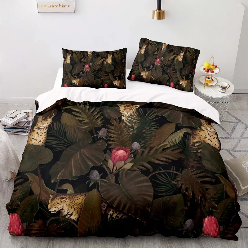 

3D Printed Cheetah Pattern Bedding Set,US 228228 Duvet Cover Set With Pillowcase,Flower Pattern Quilt Cover,King Blanket Cover