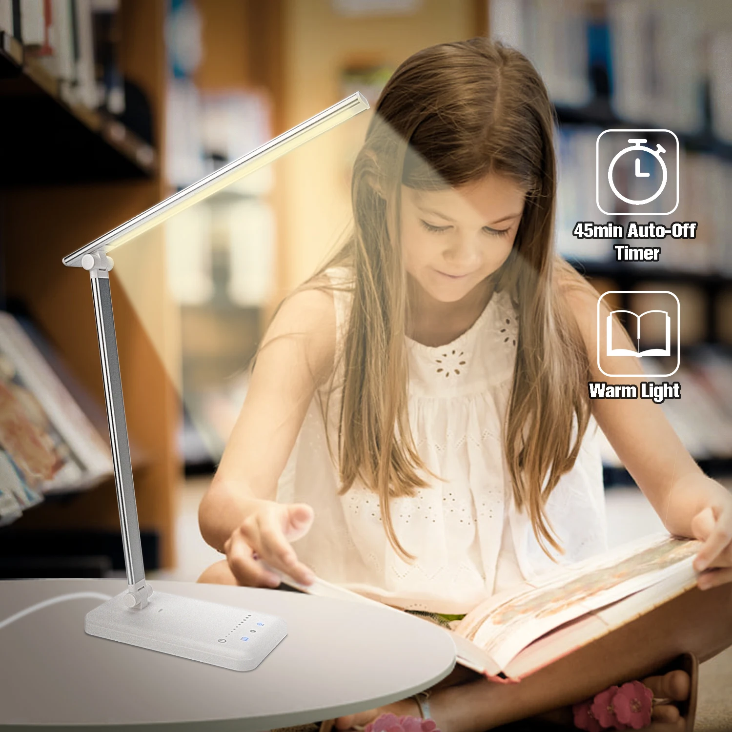 

Dimmable LED Desk Lamp 5 Level Brightness Adjustable Eye Care Desk Lamp Touch Control Office Task Lamp for Reading Study Work