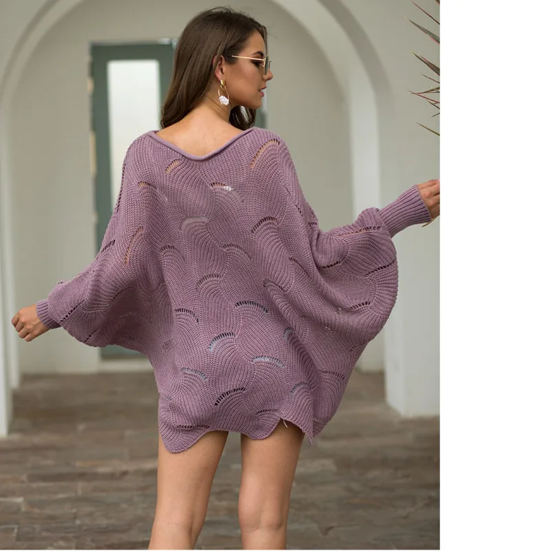 Sweater Woman Hollow Out Knitting Pullover Loose Casual O Neck Large Size Abrigos Mujer Invierno 2019 Ez* | Женская одежда