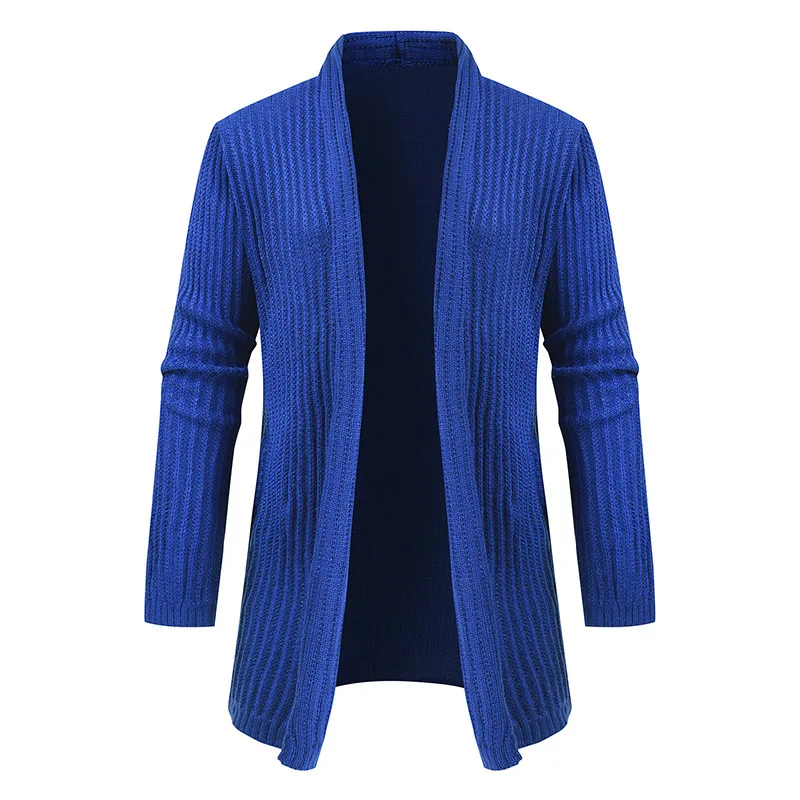 Мужской зимний бархатный свитер шерстяной кардиган с узором повседневный