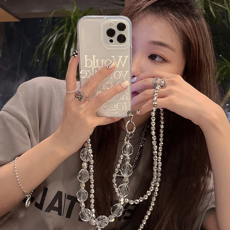 

Простой Прозрачный чехол для телефона с цепочкой и ремешком для iPhone 11 12 Pro Max XR XS X 7 8 Plus SE 2, Мягкий защитный чехол