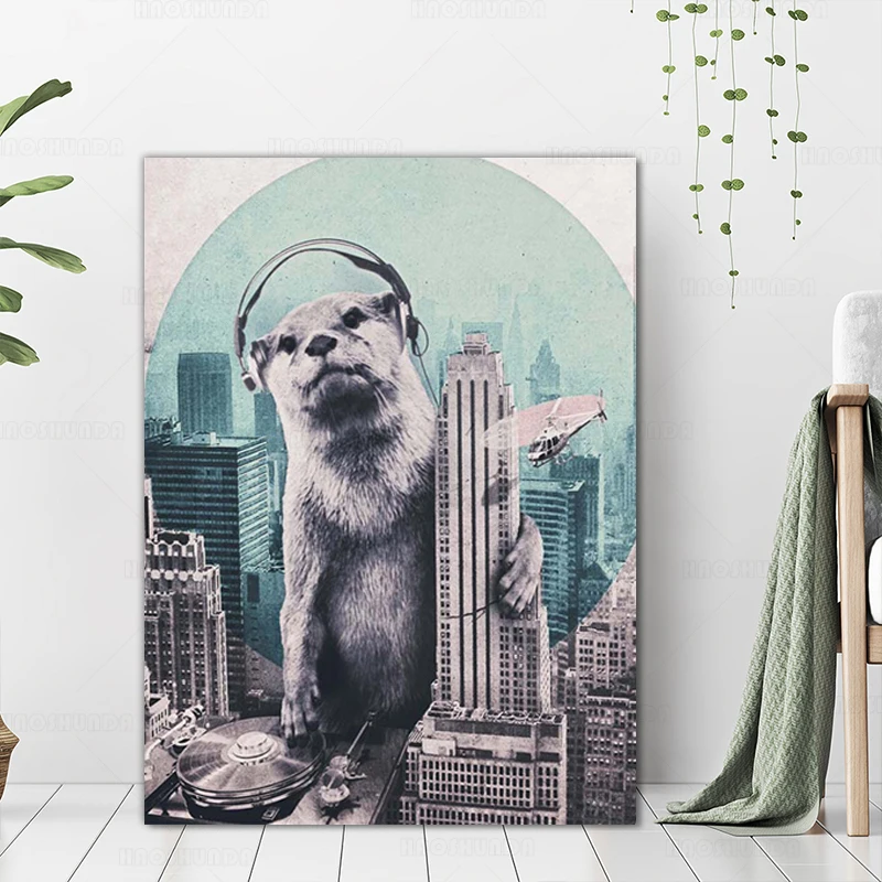 Декор для дома настенная Картина на холсте плакат DJ выдра обручи городской