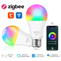 zigbee 3 0 tuya smart led bulb light table lamp e27 wifi rgbcw color changing dimmable 15w works with hue alexa echo google home
