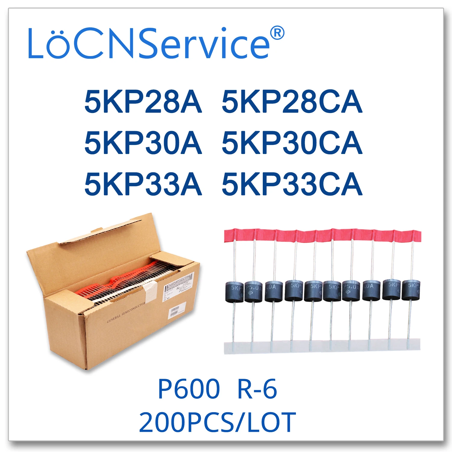 LoCNService 200 шт. 5KP28 5KP28A 5KP28CA 5KP30 5KP30A 5KP30CA 5KP33 5KP33A 5KP33CA P600 R-6 Телевизоры диода высокое