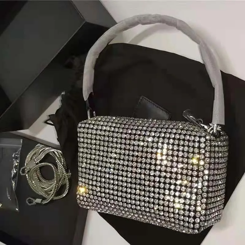 

2021 Rhinestone Bag Biling Flashing Diamond Full Mini Bags New Luxury Brand Designer Women Bags Female Underarm Bag