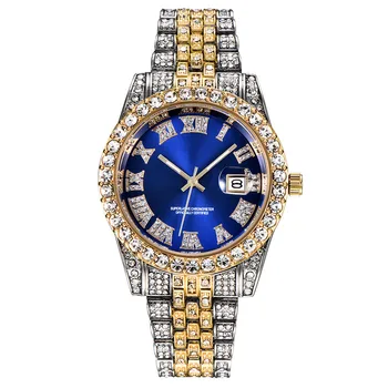 Hip Hop Diamond Mens Luxury Brand Watches Fashion Alloy Band Gold Business Quartz Designer Watch Relogio Masculino ouro 2021