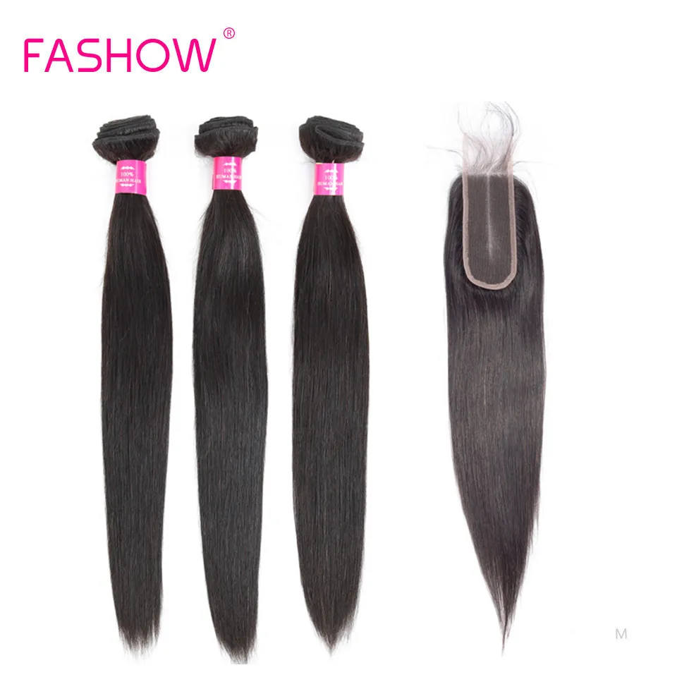 Прямые индийские волосы 3 пряди с кружевной застежкой 3X6 100% натуральные