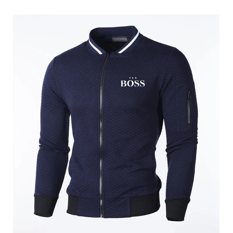 

Men's Winter Brand Slim Sweatshirt Jacket Warm Jacket Jacket Plain Zip Casual Jacket Top Black Grey