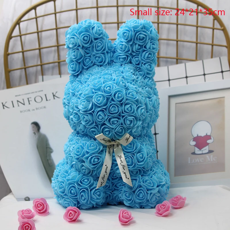 Small blue Искусственные цветы Роза медведь девушка Юбилей Рождество День Святого Валентина подарок на день рождения для украшения свадебной вечеринки - Цвет: Small blue