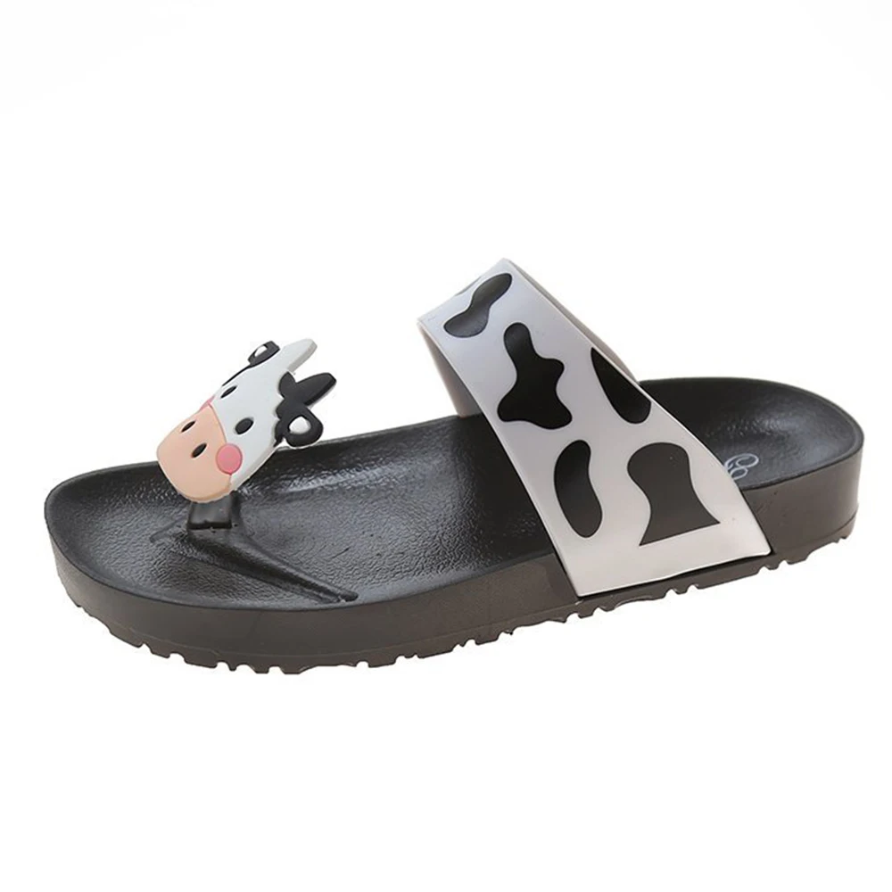 

Симпатичные Тапочки с животными для женщин, модная кавайная Новая летняя обувь, женские нескользящие шлепанцы на плоской подошве с изображ...