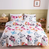 2021 home textile reactive printing double bed three piece floral butterfly quilt cover pillowcase bedding sheets not included