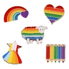 Радужная булавка, брошь в виде гордости, мультяшная Овечка, сердце, эмалированные булавки для лацканов, броши для одежды, унисекс, ювелирные изделия, подарок, Радужный карандаш, булавка, значок