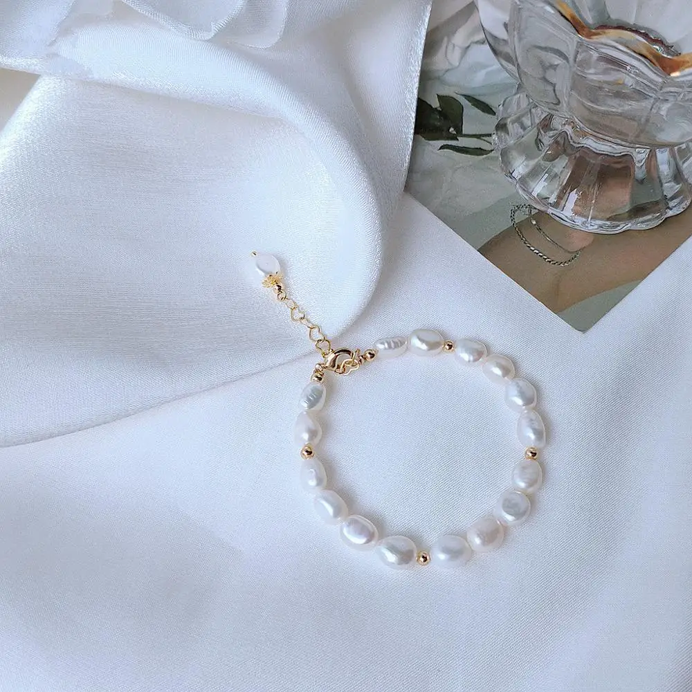 Оригинальный Женский браслет ручной работы с натуральным пресноводным жемчугом