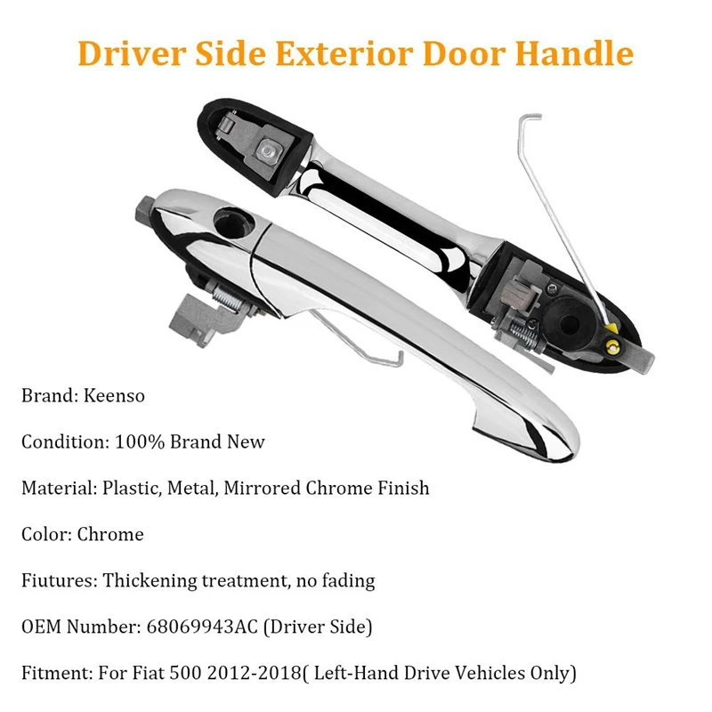 Внешняя хромированная внешняя дверная ручка для Fiat 500 2012- 735592014 комплект для Ламбо-дверей renault kajar citroen xsara дверная ручка