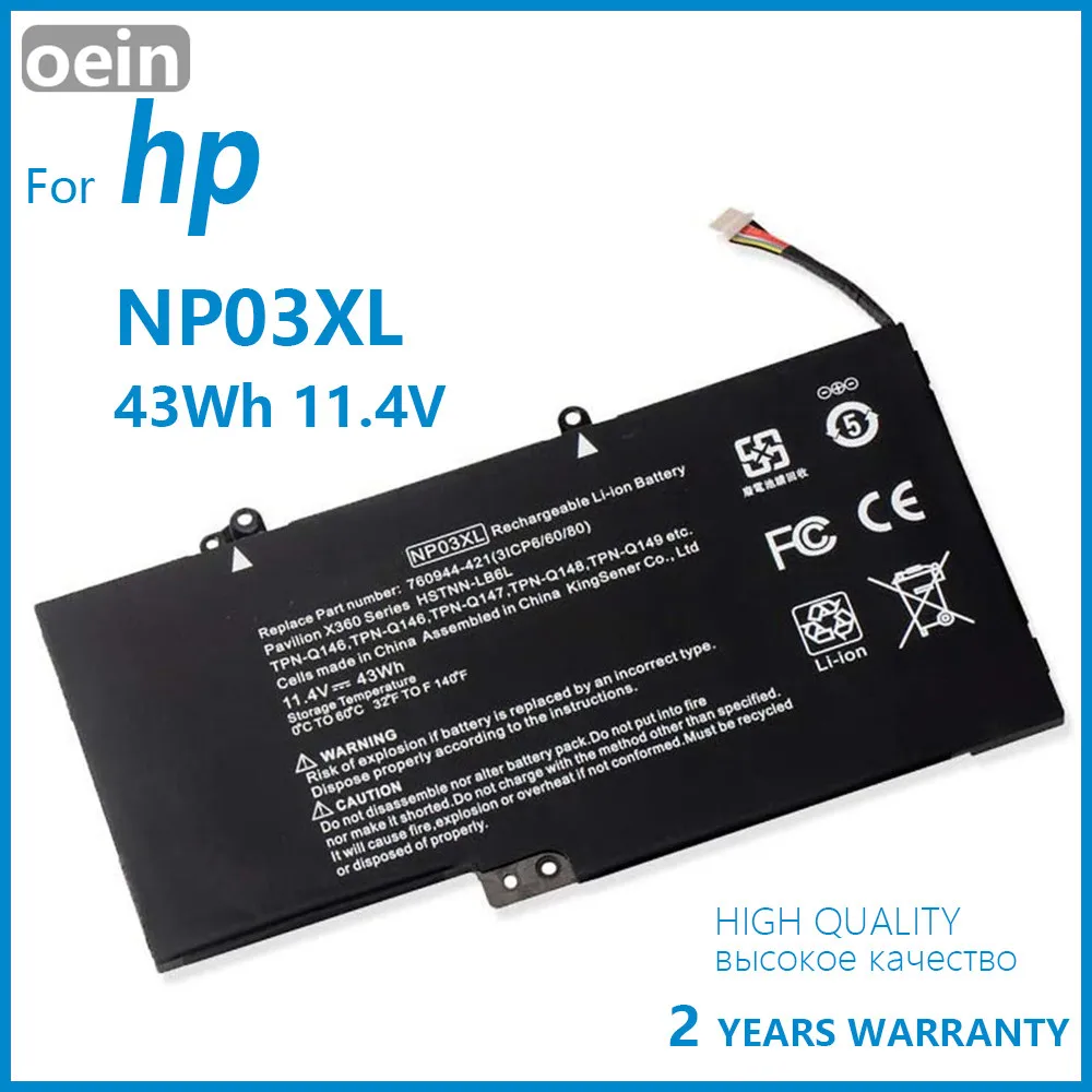 

Oein натуральная NP03XL для струйного принтера HP Pavilion X360 13-A010DX TPN-Q146 TPN-Q147 TPN-Q148 HSTNN-LB6L 760944-421 15-U010DX ноутбук Батарея