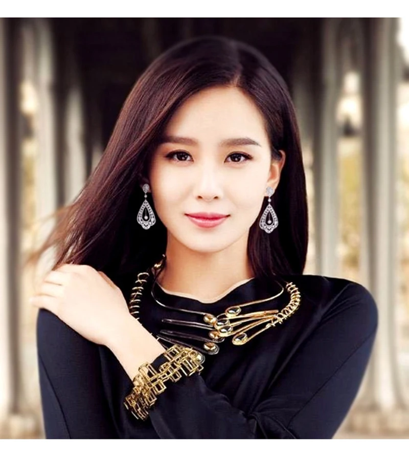 

S925 sterling silver exaggerated drop-shaped zircon earrings 210319-58