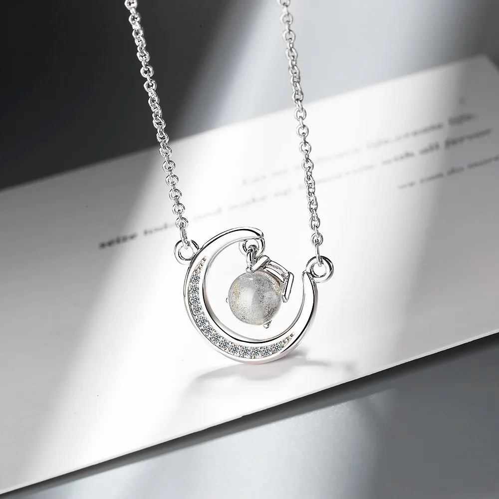 

Fashion Strawberry Quartz Moon Pendants And Necklaces For Women 925 Sterling Silver Wedding Party Jewelry Gifts GaaBou Jewellery