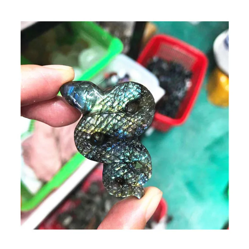 

Natural Labradorite Snake Crystal Hand Carved Healing Gemstone For Gifts