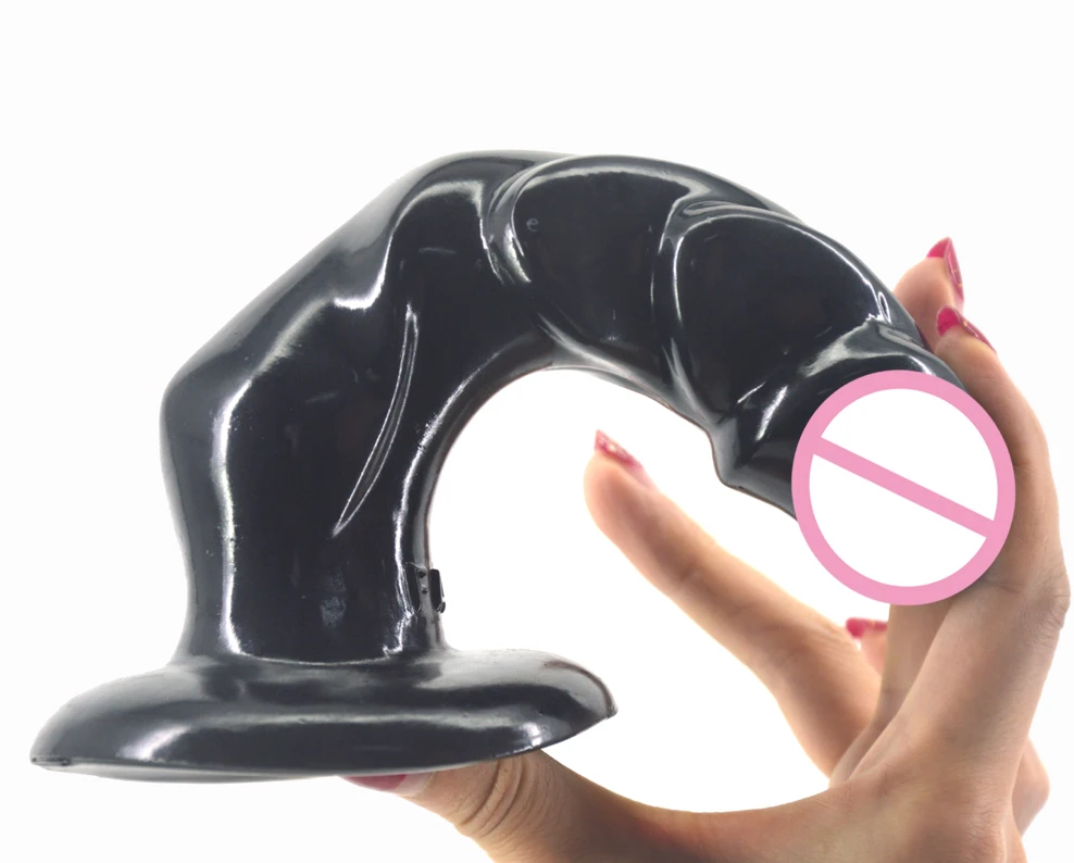 Искусственный Пенис с животным изогнутый сильное всасывание ребристый член