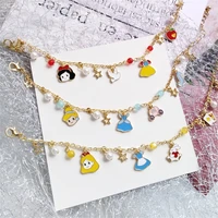 cartoon fairy tale snow white bracelet for woman girl cute stars pearls pendant accessories bracelets jewelry