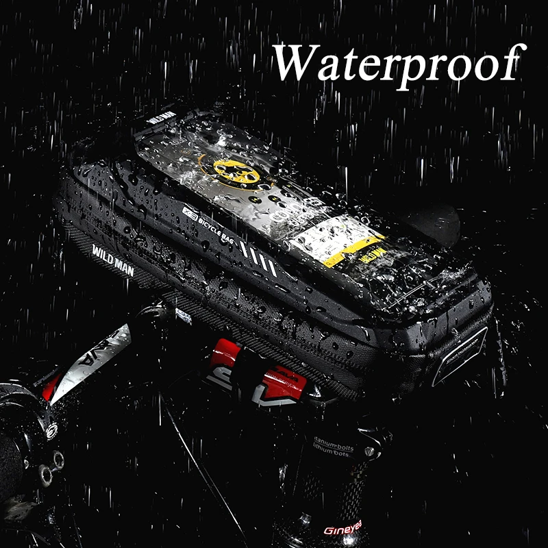 wild man rainproof bicycle front top tube bag touch screen cycling phone bag bike bag 6 7 inch phone case bicycle accessories free global shipping