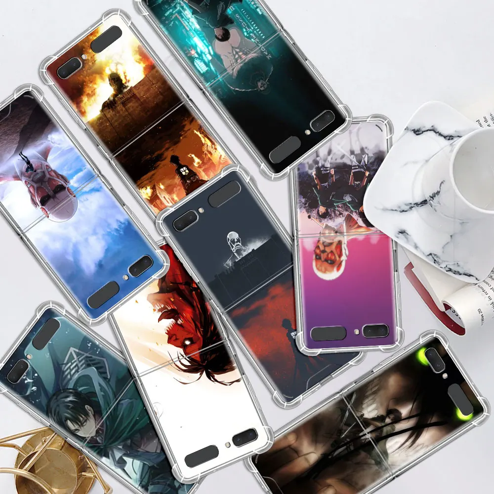 

Silicone Phone Case Cover for Samsung Galaxy Z Flip3 Transparent Soft Coque Z Flip 5G Airbag Back Funda Shell Attack On Titan