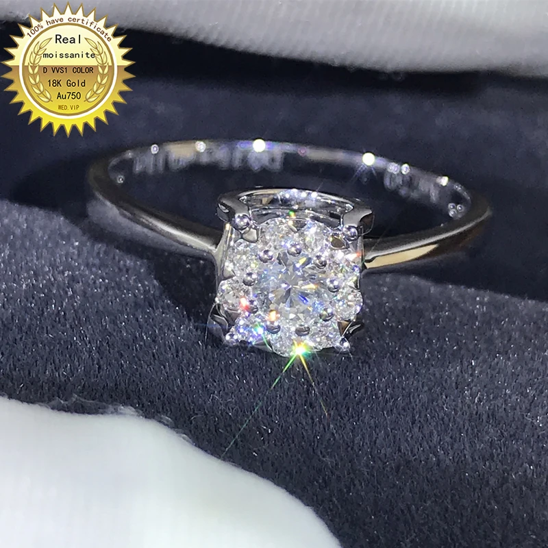 

18K goldr кольцо 1ct D VVS муассанит обручальное и Свадебное ювелирное изделие с сертификатом 018