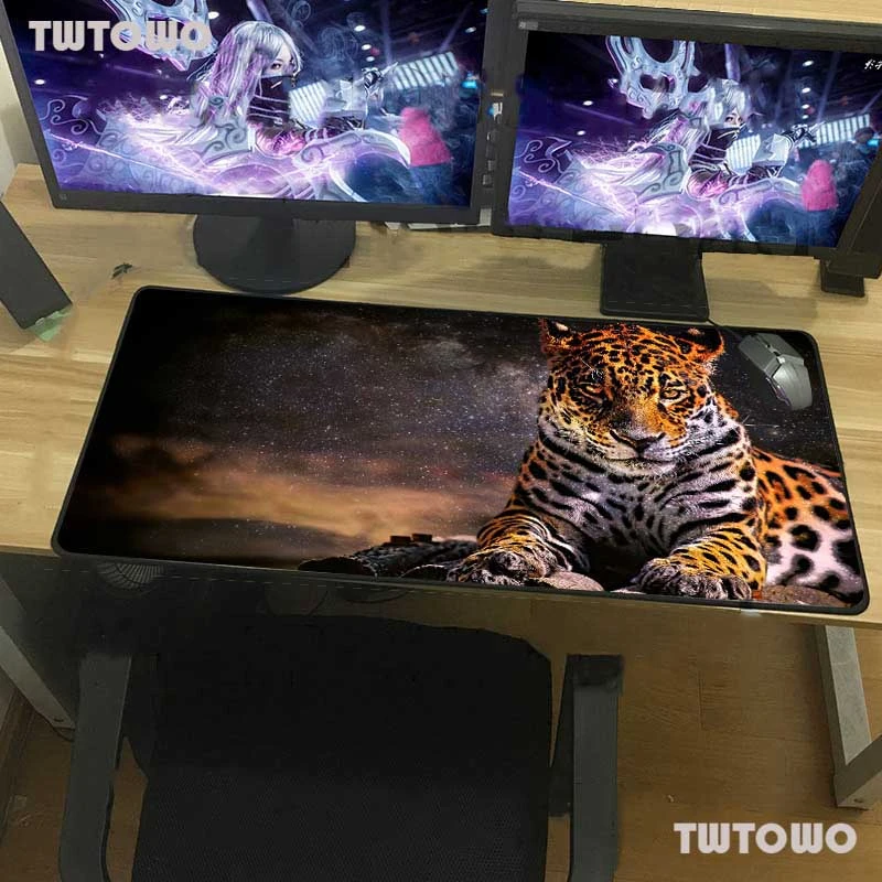 

Animal Tiger Custom Large Mouse Pad Black Lock Edge Starry Sky Universe Office Computer Desk Mat Speed Rubber Non-slip Xxl
