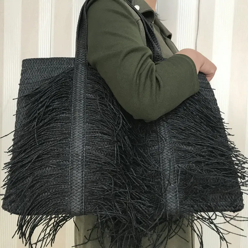 

Large Tassel Straw Handbag for Women Summer Beach Shoulder Bag Bohemia Handmade Bags Women's Bag Shopper Tote Purses 2023 Ins