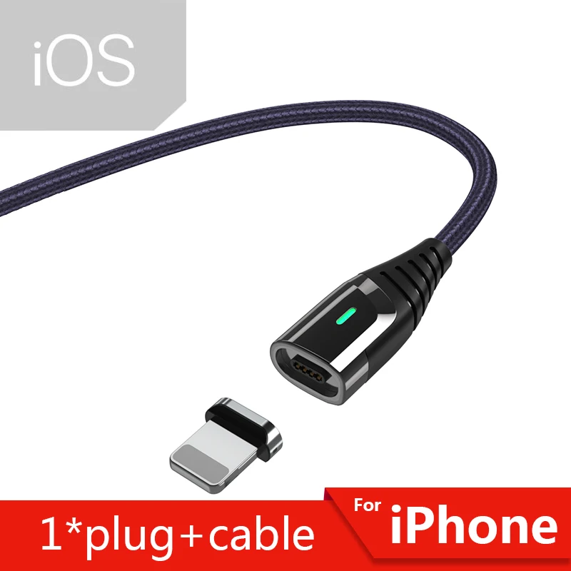 Essager магнитное зарядное устройство Micro USB кабель для iPhone 11 Pro Max провод для быстрой зарядки usb type C type-C магнит кабели для мобильных телефонов - Цвет: Navy iOS Cable