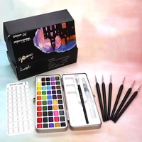 portable solid pigment water color paint set solid watercolor set with watercolor brush pen for painting art supplies for artist