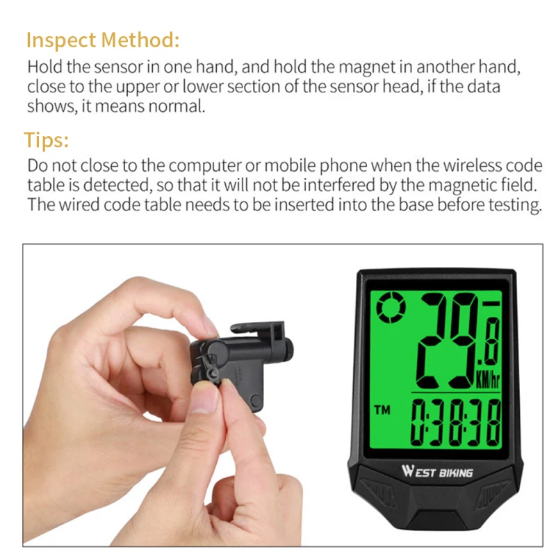 

2.36 Inch Bicycle Wireless Speedometer Waterproof Large Screen Bicycle Power Meter Speedometer Odometer Cycling Accessories