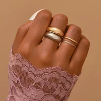punk personality 4 piece metal joint ring set for women vintage charm finger jewelry